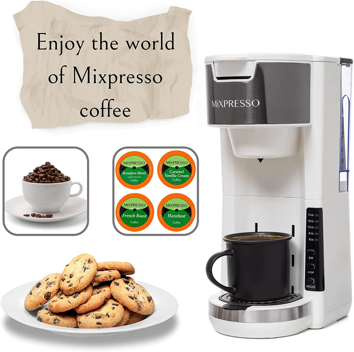 Mixpresso Single Serve Coffee Brewer, White