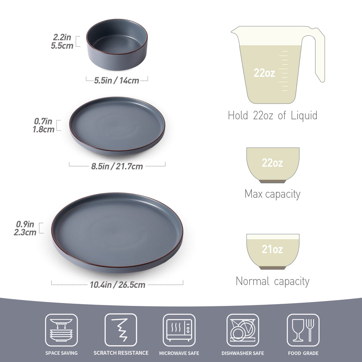 Famiware Nebula Stoneware Dinnerware Sets, 12-Piece Dish Set, Multi-color
