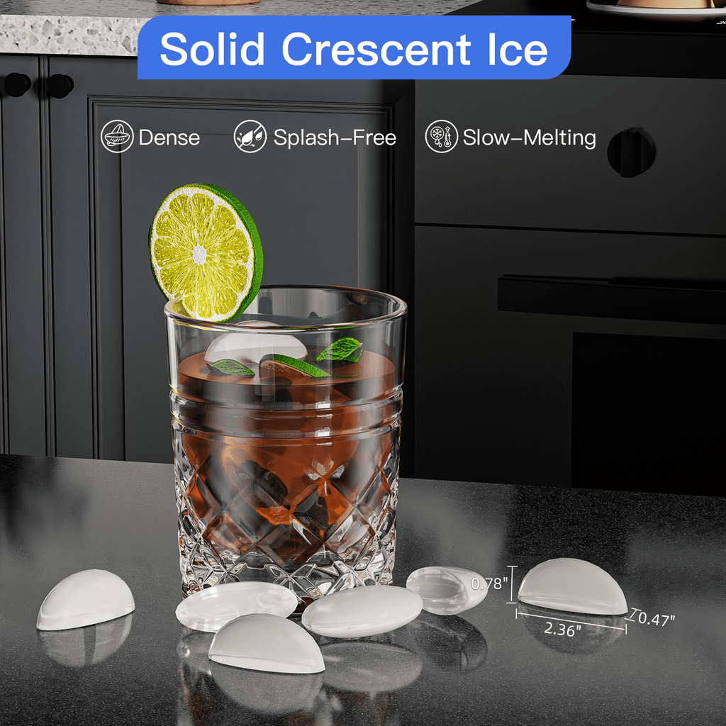RIOXC 25 lbs/24H Crescent Ice Maker 15" Under Counter Machine with 22LBS Storage Bin No Drain Required for Home and Commercial Use, ETL