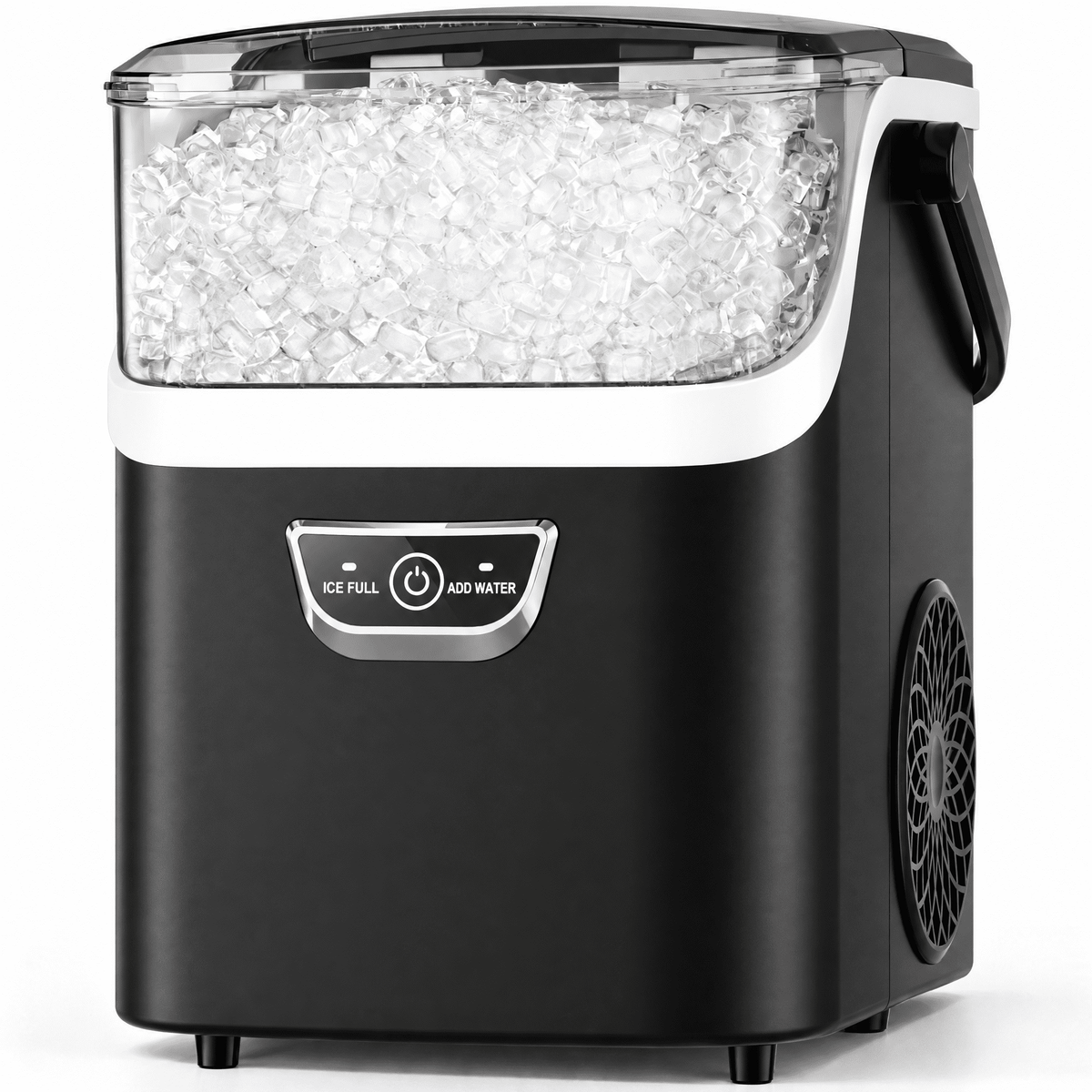 Snowyermine Nugget Ice Maker Countertop with Handle, 35lbs/Day Portable Pebble Ice Machine, Chewable Sonic Ice Ready in 5 Mins, Anti-Fingerprint Matte Self-Cleaning Ice Maker for Home, Kitchen, Party