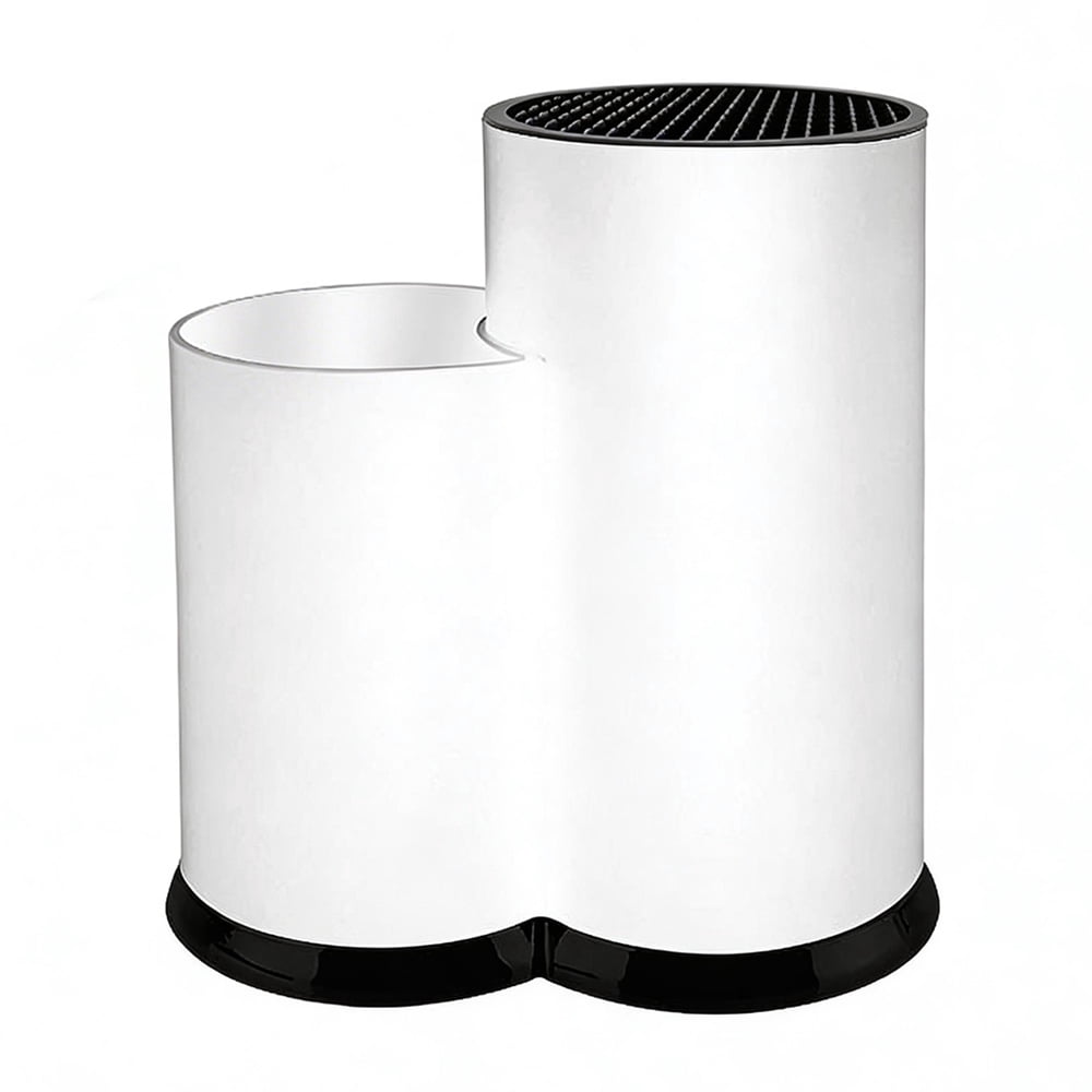 Knife Holder Kitchen 2-in-1 Universal Block without Knives Silverware Storage Stand with Drain Hole,for Countertop and Cabinet Drawer,White