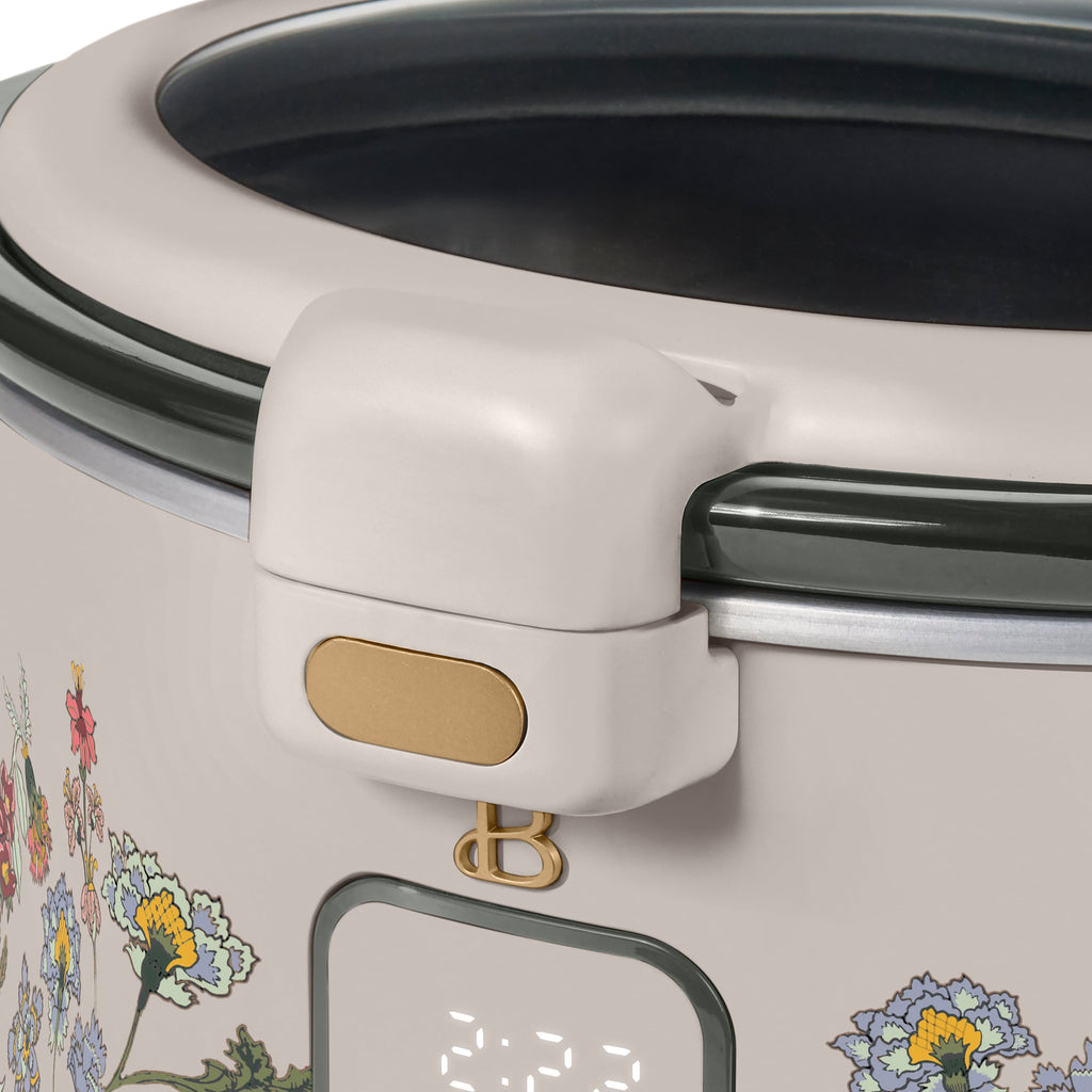 Beautiful 4 Qt Digital Slow Cooker with Hinged Locking Lid, Thyme Green by Drew Barrymore