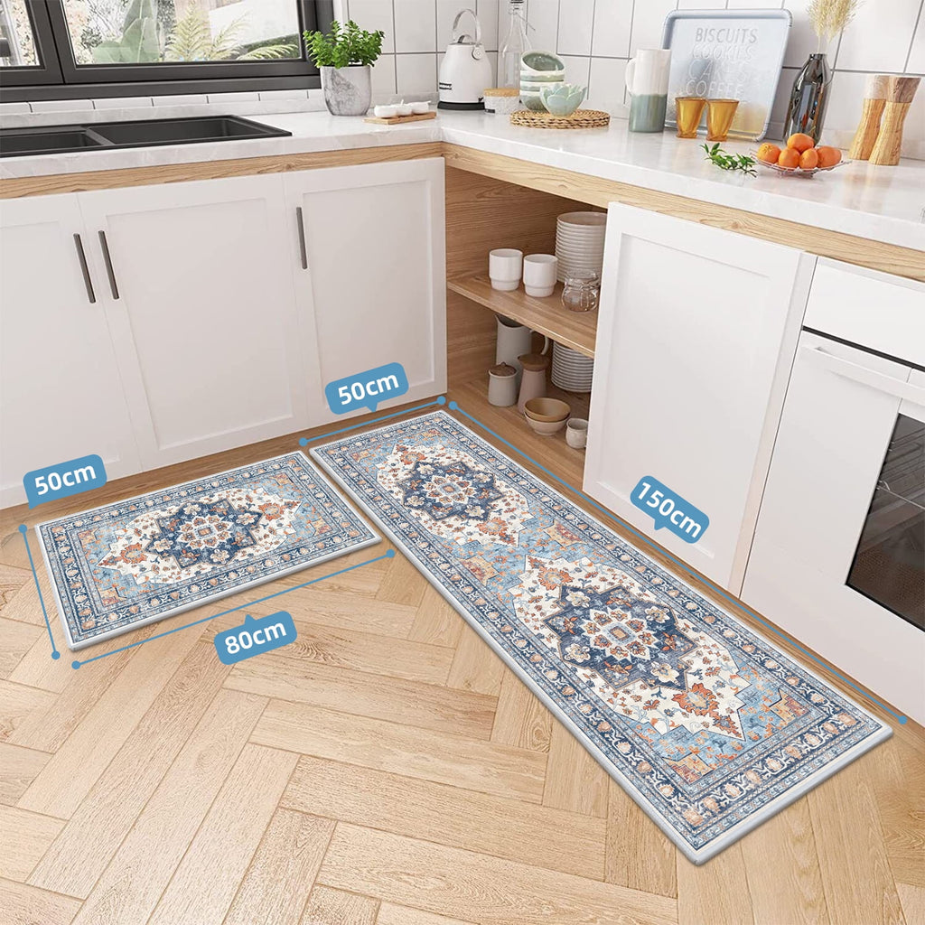 Findosom 3pcs Kitchen Rugs Set,Washable Boho Farmhouse Kitchen Mats for Floor,Non Slip Kitchen Floor Mat Carpet Runner Rugs for Entryway Hallway Laundry Home Decor 20"x32"+20"x32"+20"x47" Gray