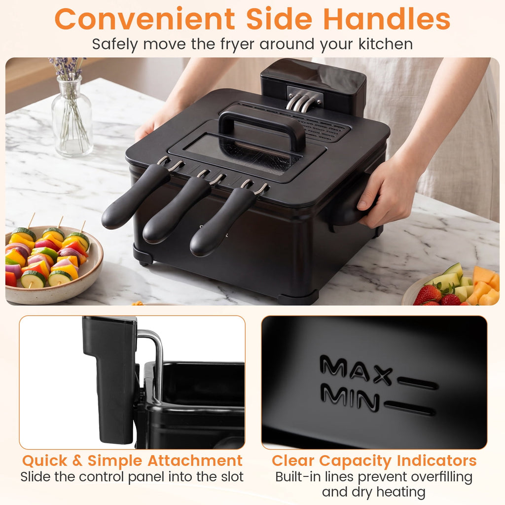 Costway Electric Deep Fryer 5.3 QT/21-Cup Stainless Steel 1700W with Triple Basket Silver