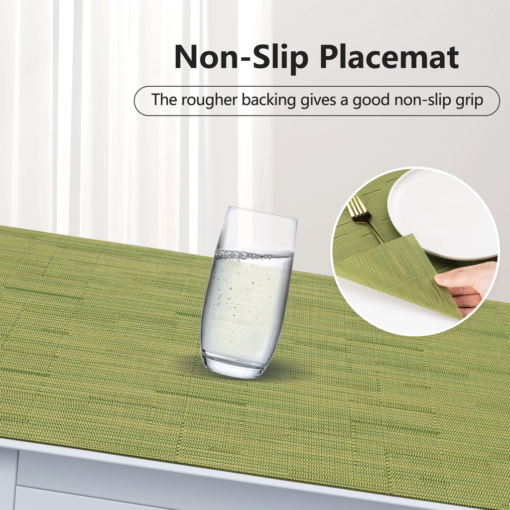VCVCOO Navy Blue Placemats Set of 4 - Easy Clean Washable PVC Vinyl Placemats - Wipeable Heat Resistant Woven Table Mats for Dining Table - 12x18 inch