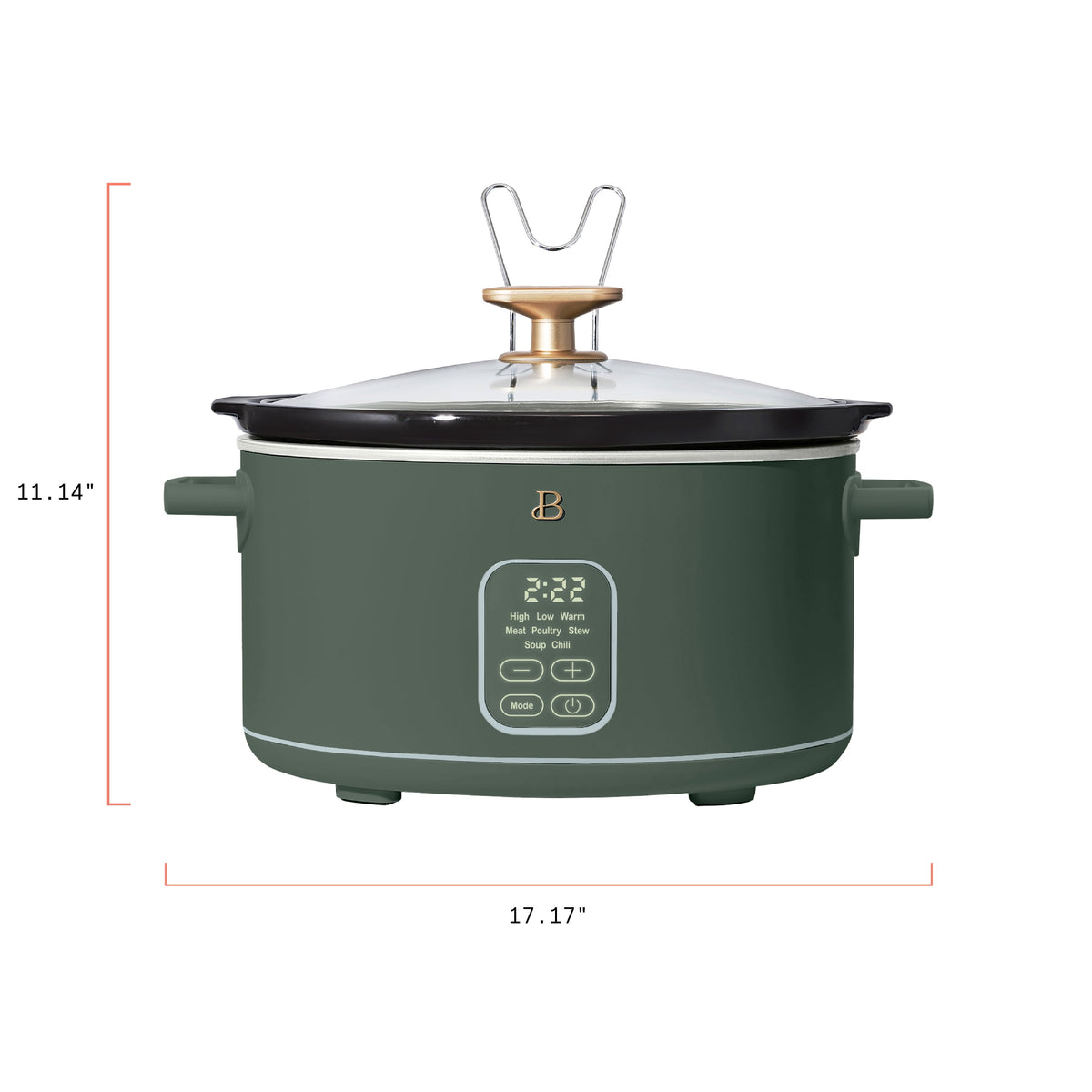 Beautiful 6 Qt Programmable Slow Cooker, Thyme Green by Drew Barrymore
