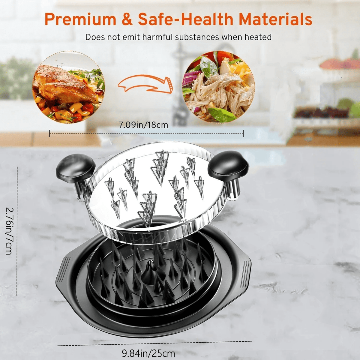 Chicken Shredder Tool Twist - 10" Large Meat Shredder Tool Twist, Visible Shredded Chicken Tool Chicken Breast Shredder, Ergonomic Handle, Dishwasher Safe, Anti-Slip,Suitable for Pork Beef Chicken