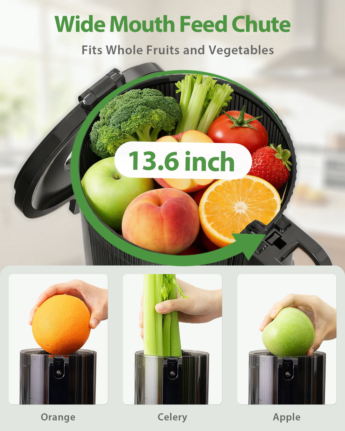 Juicer Machine with 4.35" Wide Mouth, Aeitto Cold Press Juicer Machine for Fruits and Vegetables, Slow Masticating Juicer Whole Fruit Juice Maker, High Juice Yield, Easy to Clean with Brush, Coal