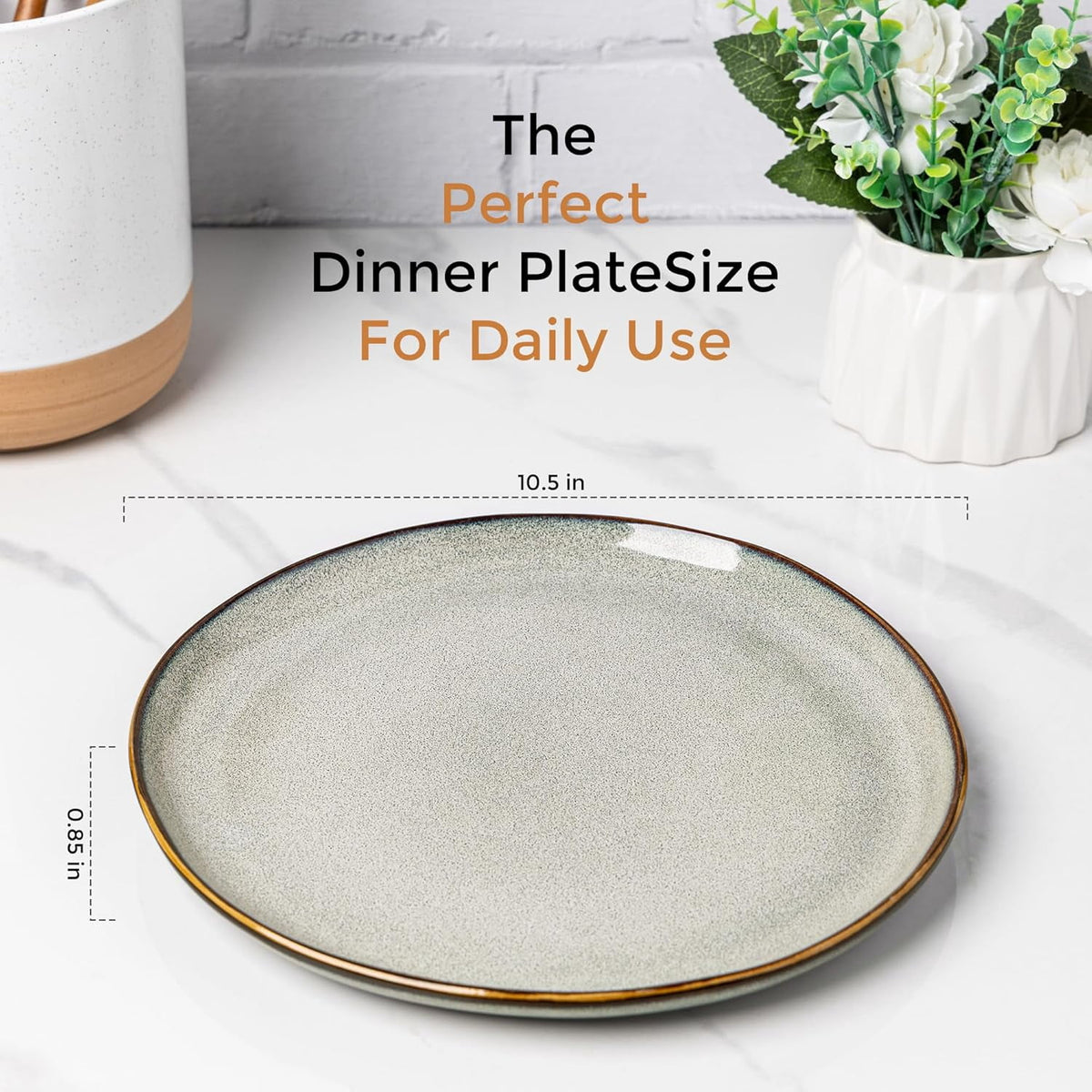 AmorArc Ceramic Dinner Plates Set of 6,10.5 Inch Handmade Reactive Glaze Stoneware Plates,Large Rustic Shape Dinnerware Dish Set for Kitchen, Microwave & Dishwasher Safe,Scratch Resistant-Pearl White