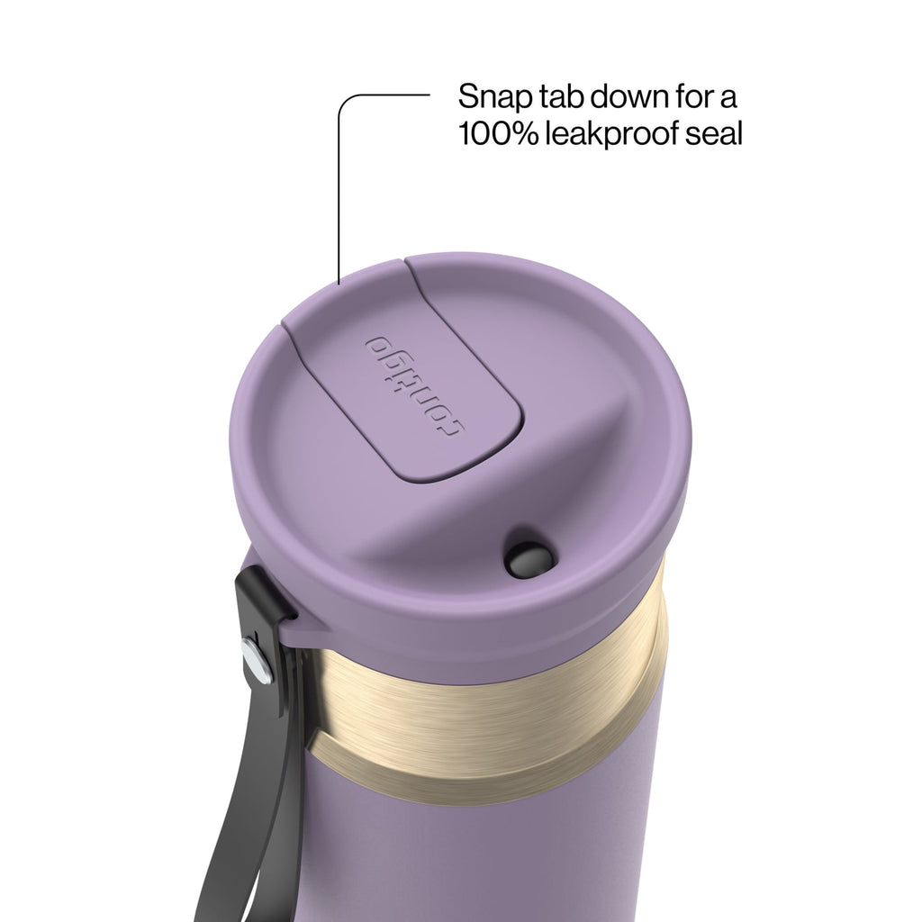 Contigo 16oz SnapSeal Insulated Stainless Steel Water Bottle, Licorice Black/Bronze