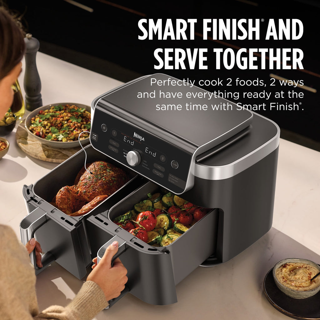 Ninja Foodi Air Fryer 10-Qt, 2 DualZone Baskets, 4-in-1, Smart Finish, Cook 2 Foods at Once, DZ950