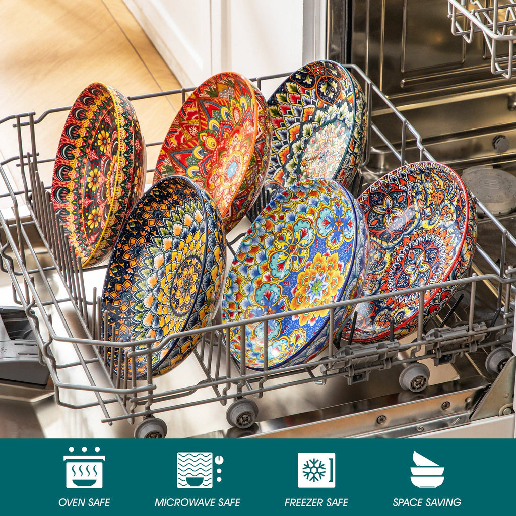 vancasso 32oz Pasta Bowls, Ceramic Salad Bowls Set of 6, Dishwasher and Microwave Safe, Bohemian Style