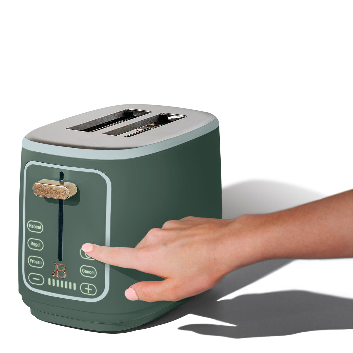 Beautiful 2 Slice Toaster with Touch-Activated Display, Thyme Green by Drew Barrymore
