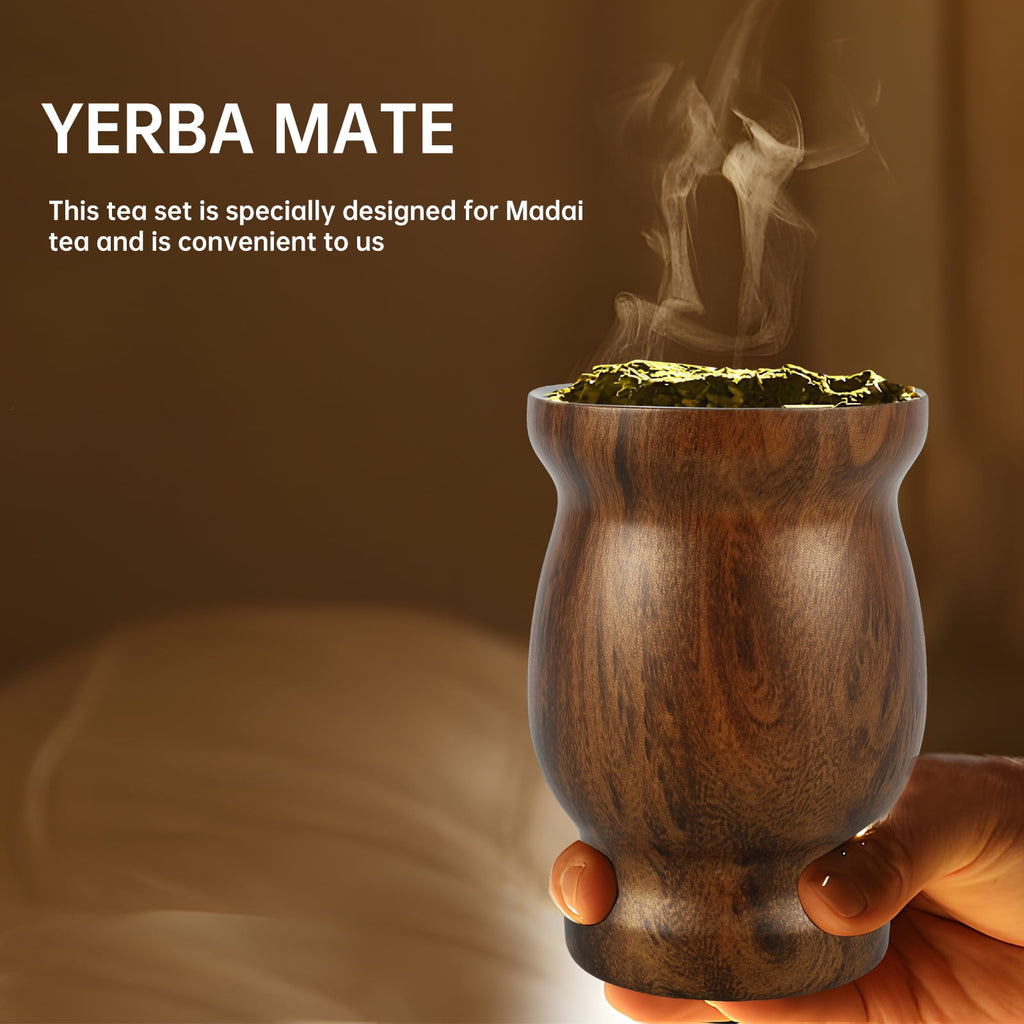 Jetcloudlive 8oz Yerba Mate Cup Stainless Steel Mate Tea Cup Set with Straw Brush Straw Spoon Flat Straw and Lid Insulated Yerba Mate Teacup Coffee Water Mate Cup Yerba Mate Gourd Cup