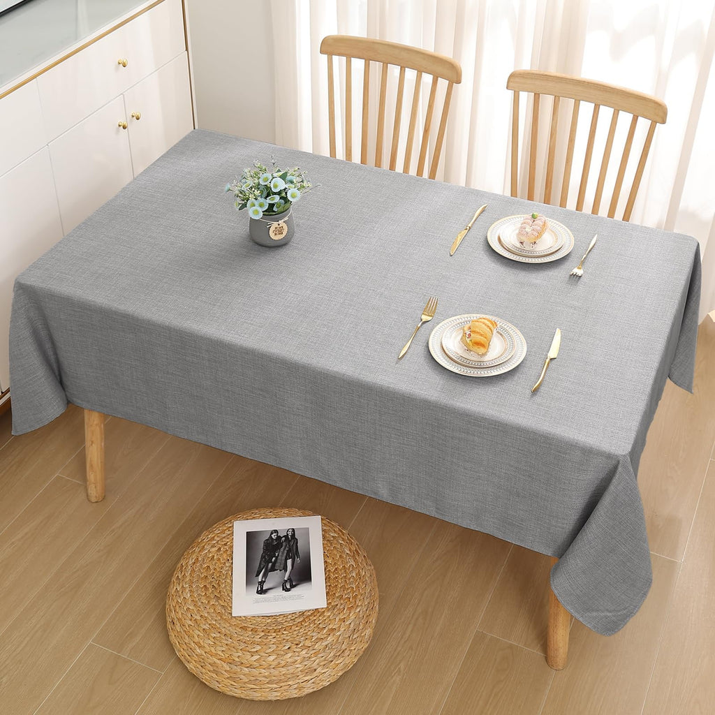 Smiry Rectangular Linen Tablecloths, Waterproof Wrinkle Free Table Cloth, Stain Resistant Fabric Table Cover, 52"x70", Beige