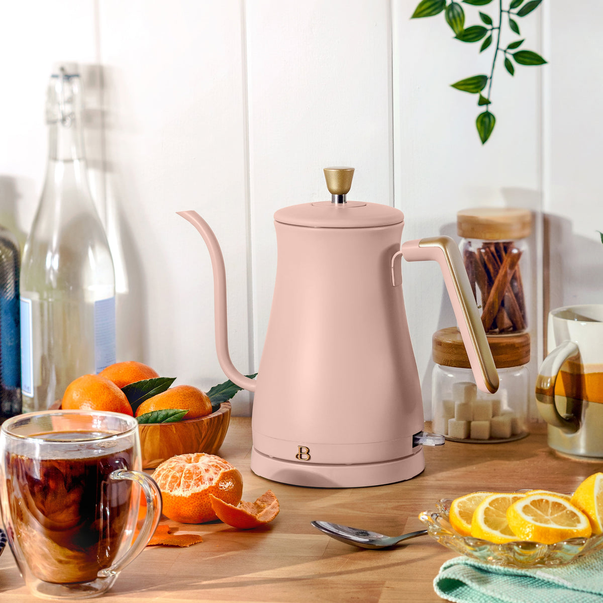 Beautiful 1-Liter Electric Gooseneck Kettle 1200 W, Chocolate by Drew Barrymore