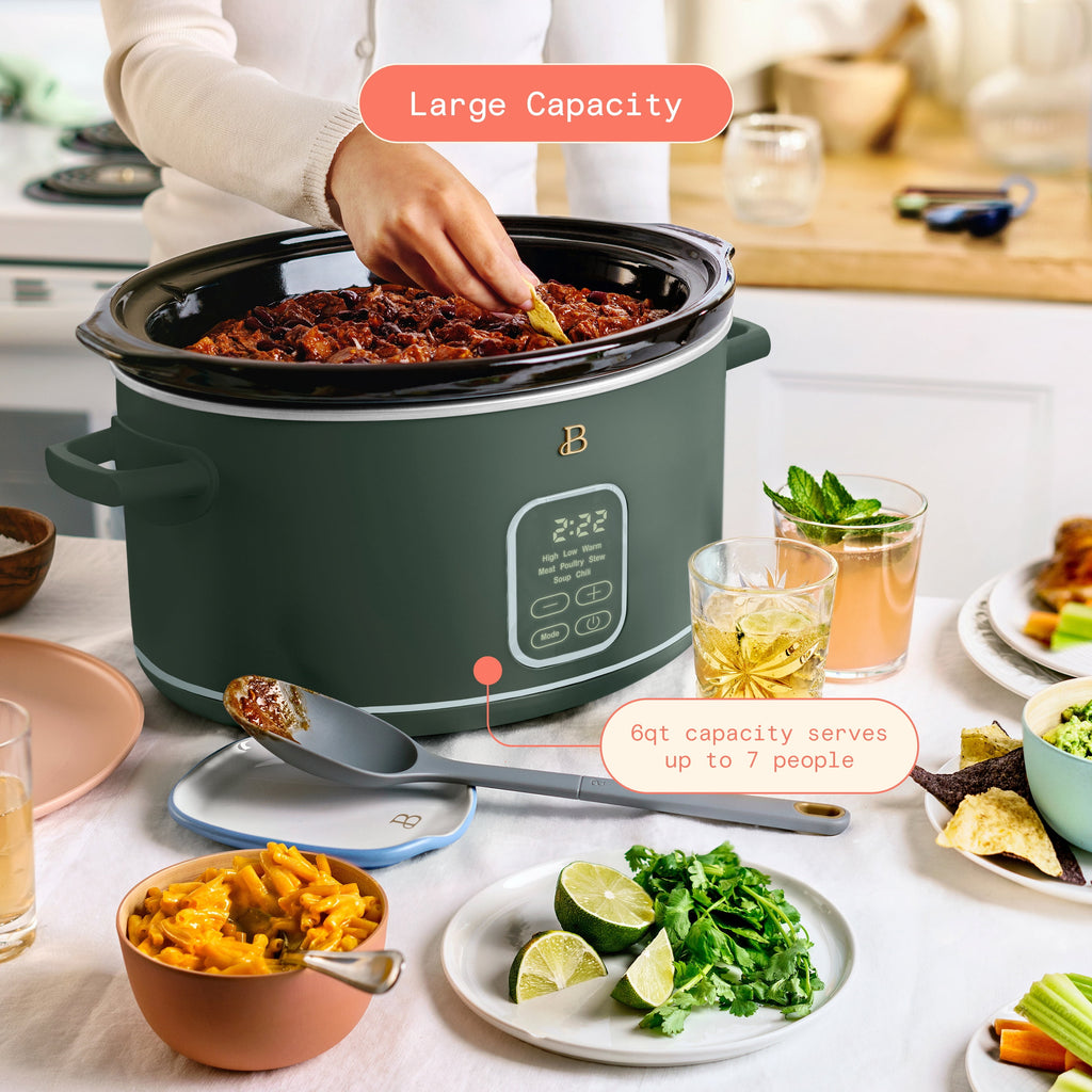 Beautiful 6 Qt Programmable Slow Cooker, Thyme Green by Drew Barrymore