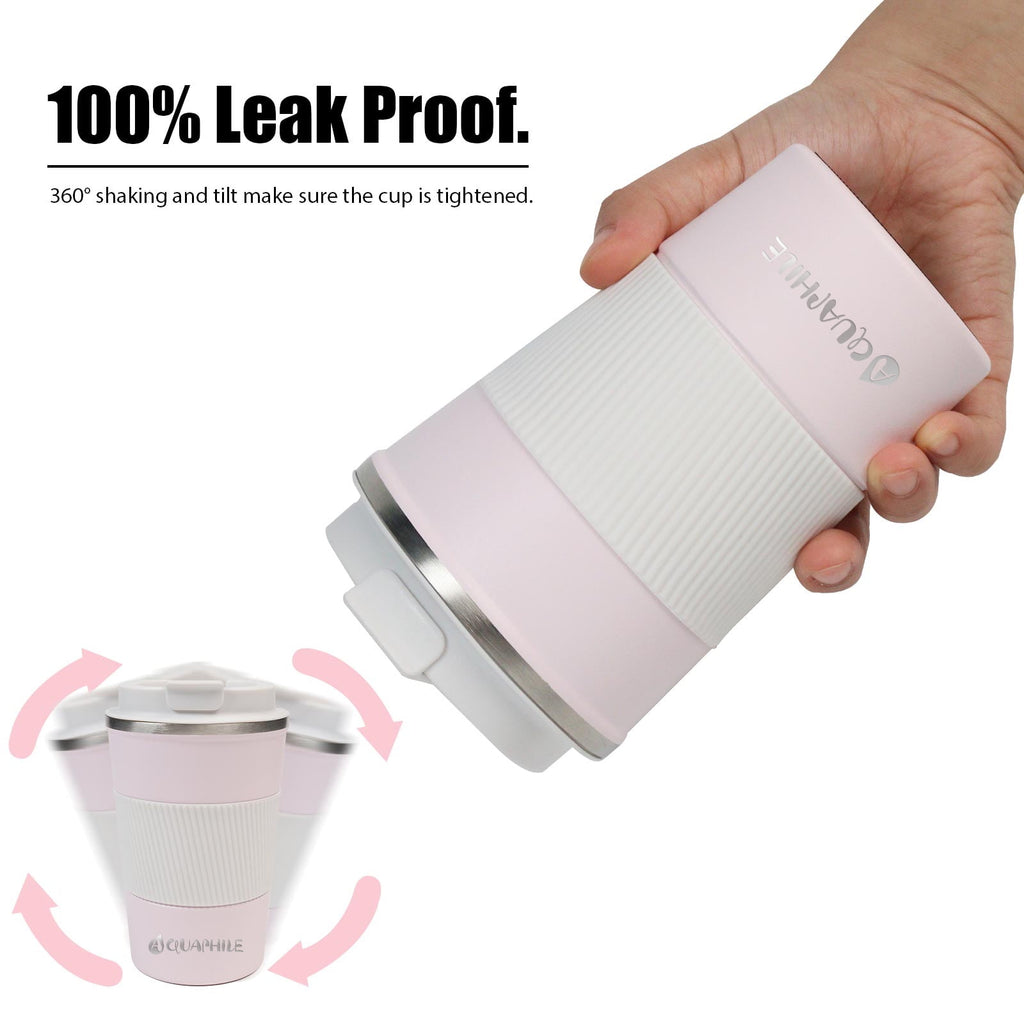 Aquaphile Vacuum Insulated Coffee Travel Mug - Double Walled Reusable Tumbler Cups Light Blue 17 Fluid Ounces