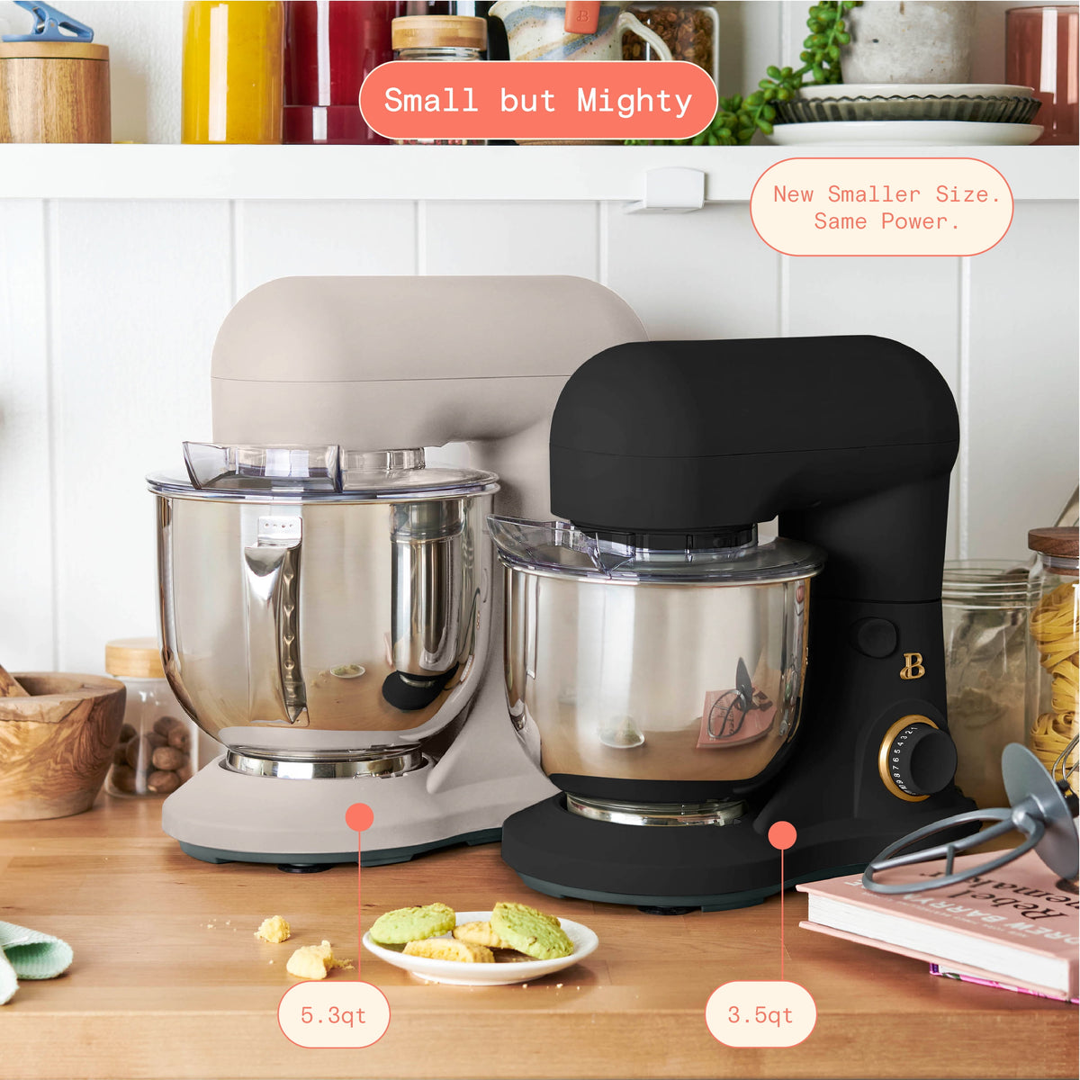 Beautiful 3.5 Qt Stand Mixer with Flat Beater, Dough Hook, Balloon Whisk, Chocolate by Drew Barrymore