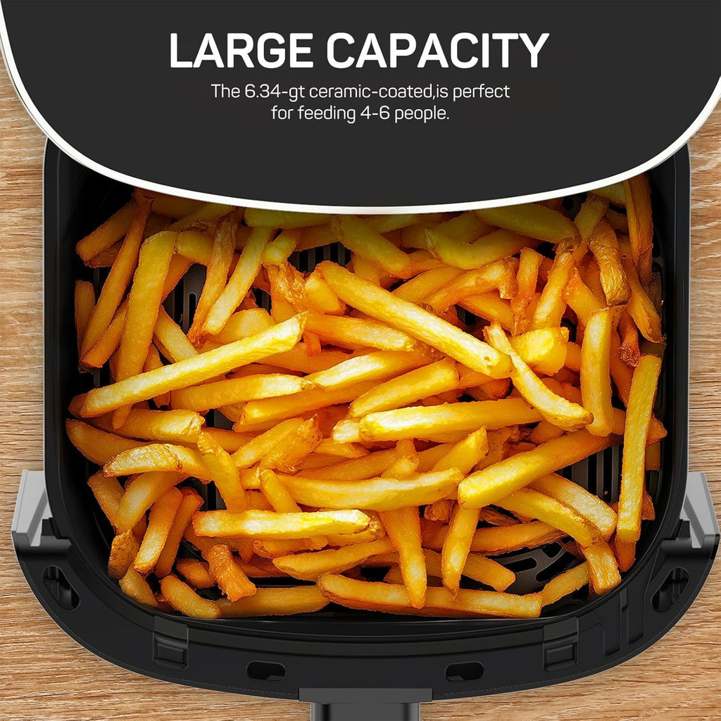 Simenmax Air Fryer, 6-Quart with Viewing Window, 12-in-1 Functions - Air Fry, Roast, Reheat, Dehydrate, Bake, Steam, and More, 400°F Max Temperature, Gray