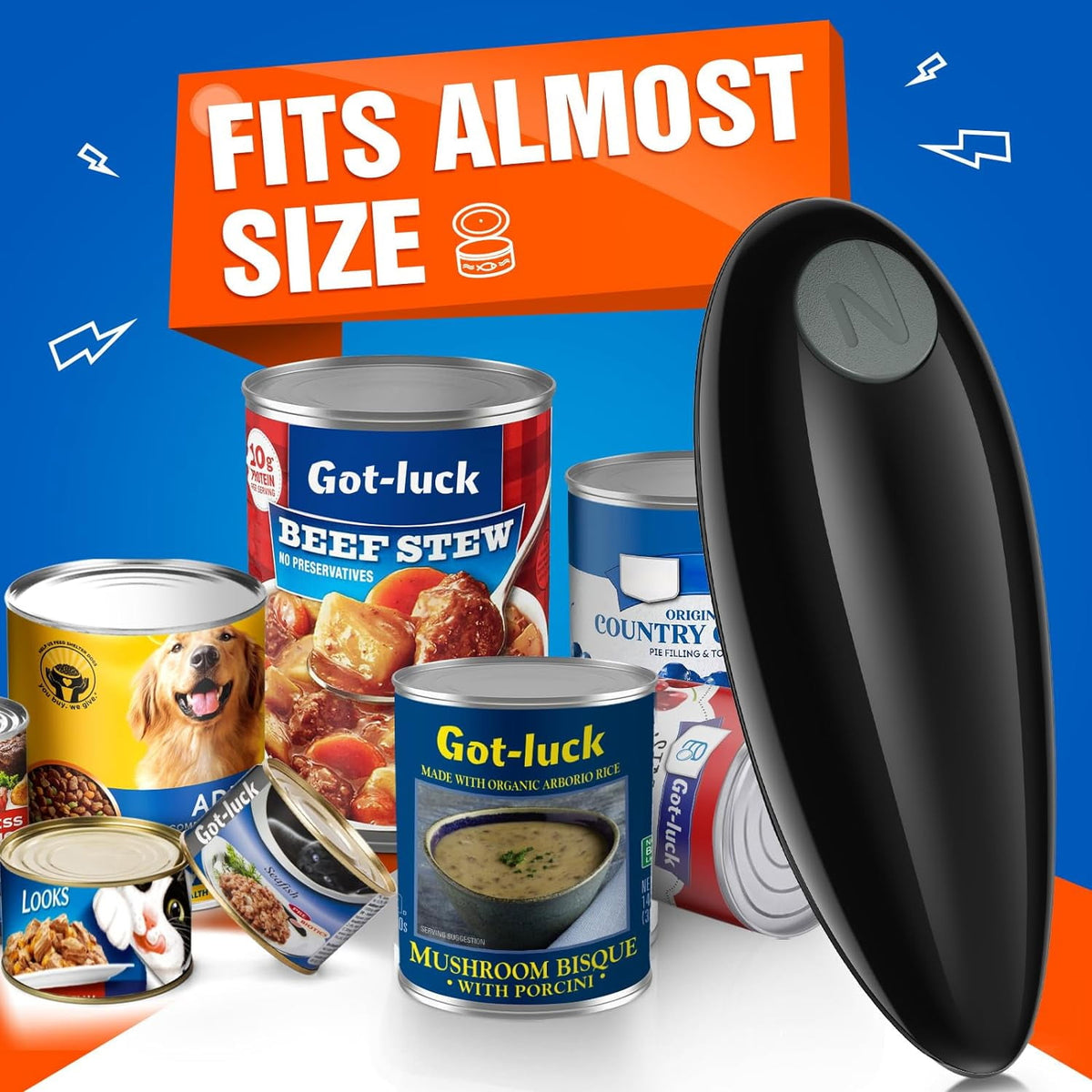 Mixfeer Electric Can Opener, One Touch Automatic Can Openers, Fit Different Can Sizes and Shape with No Sharp Edges, Best Kitchen Gadgets for Seniors, Arthritis, and Chef