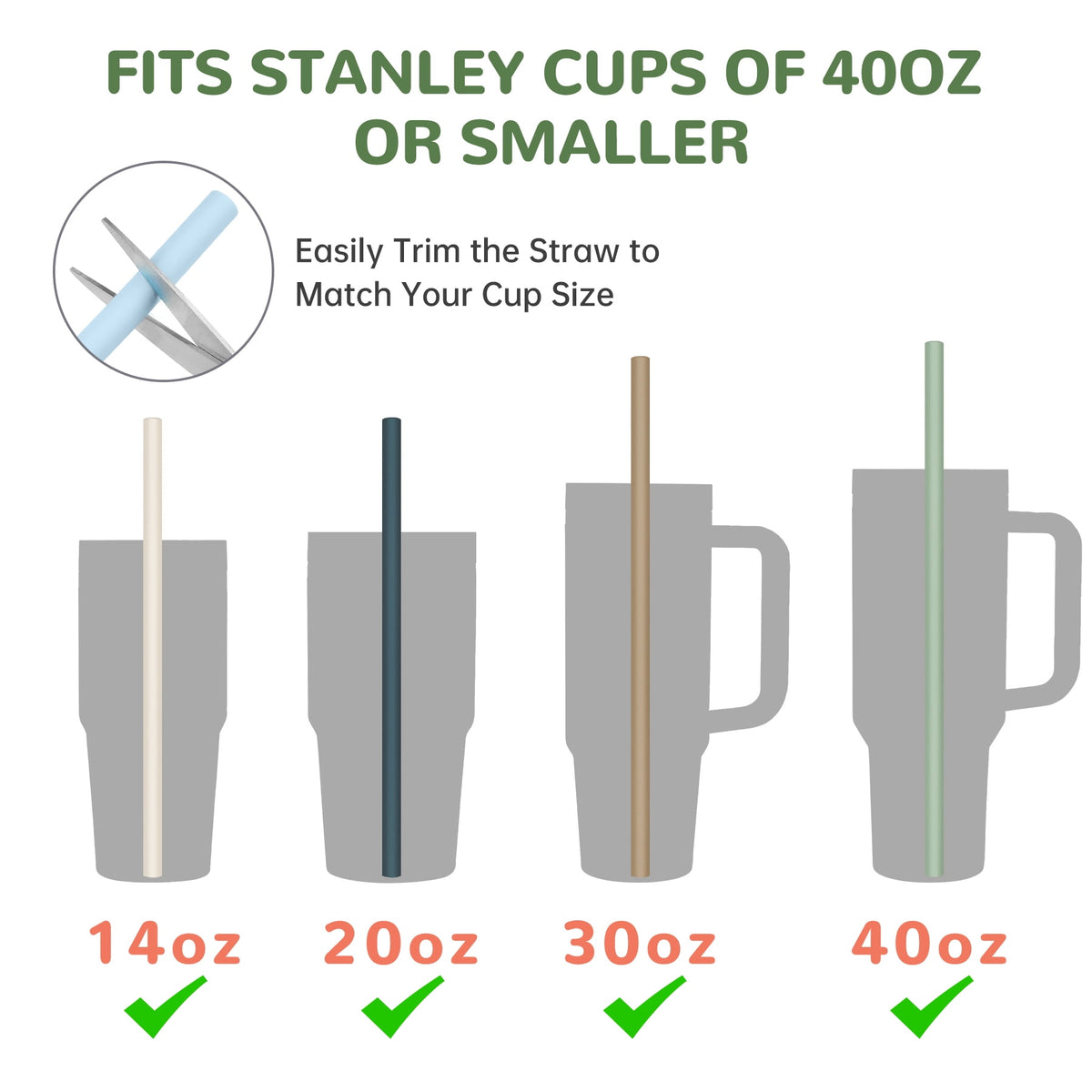 Tomorotec 12" Reusable Silicone Drinking Straws 15PCS with 2 Brushes, Compatible with Stanley Tumblers 40oz 30oz 20oz, Customizable for Various Drinkware, BPA-Free & Safe for Teeth (Morandi Colors)