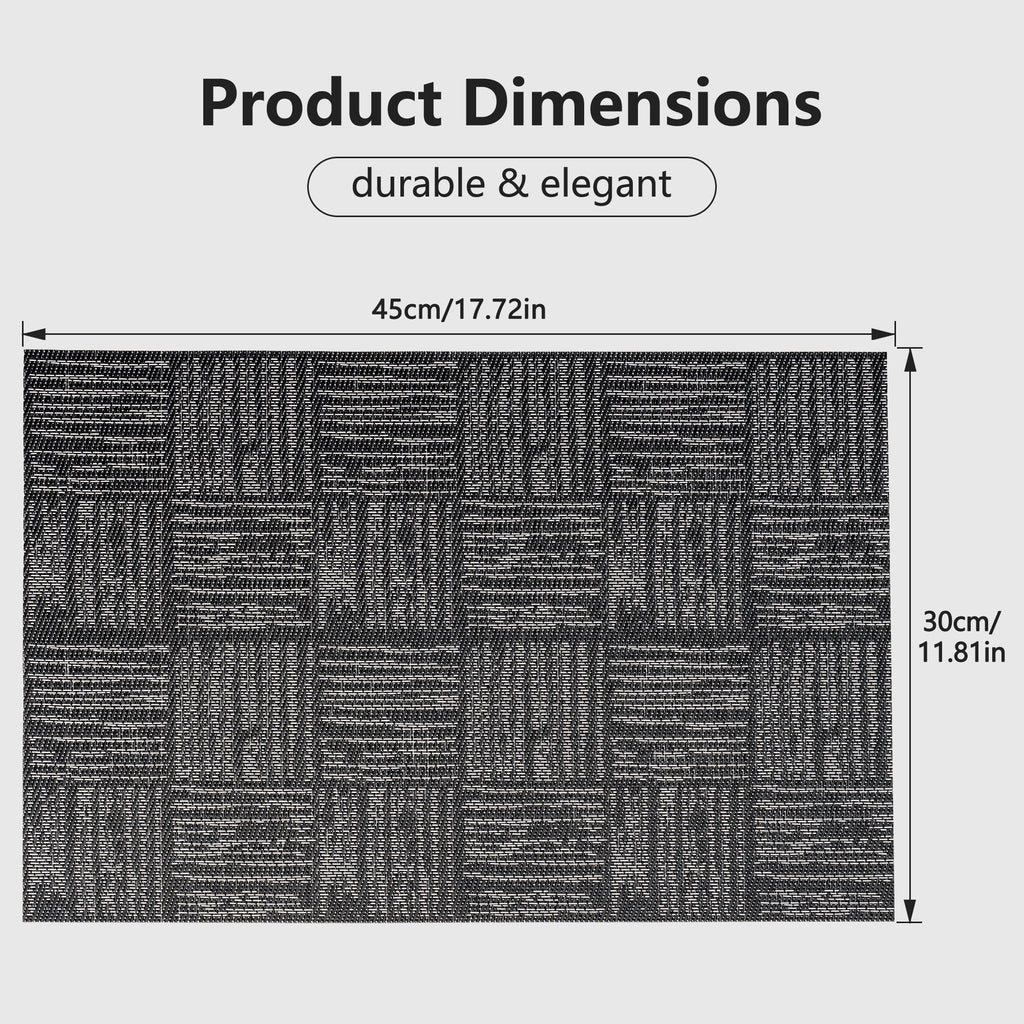 VCVCOO Navy Blue Placemats Set of 4 - Easy Clean Washable PVC Vinyl Placemats - Wipeable Heat Resistant Woven Table Mats for Dining Table - 12x18 inch