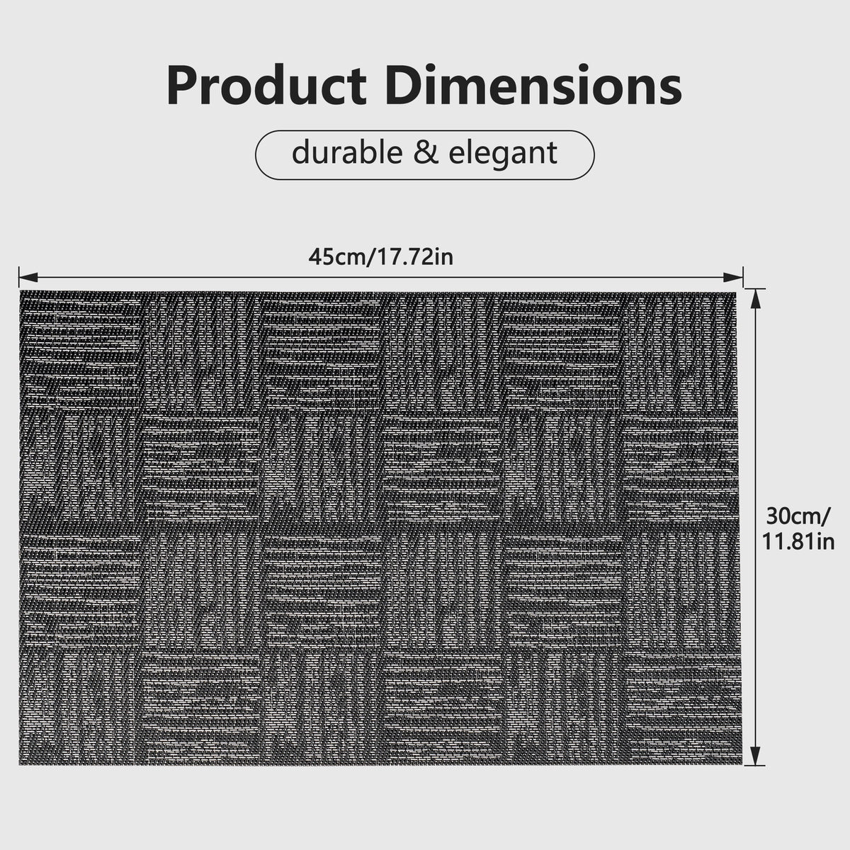 VCVCOO Navy Blue Placemats Set of 4 - Easy Clean Washable PVC Vinyl Placemats - Wipeable Heat Resistant Woven Table Mats for Dining Table - 12x18 inch