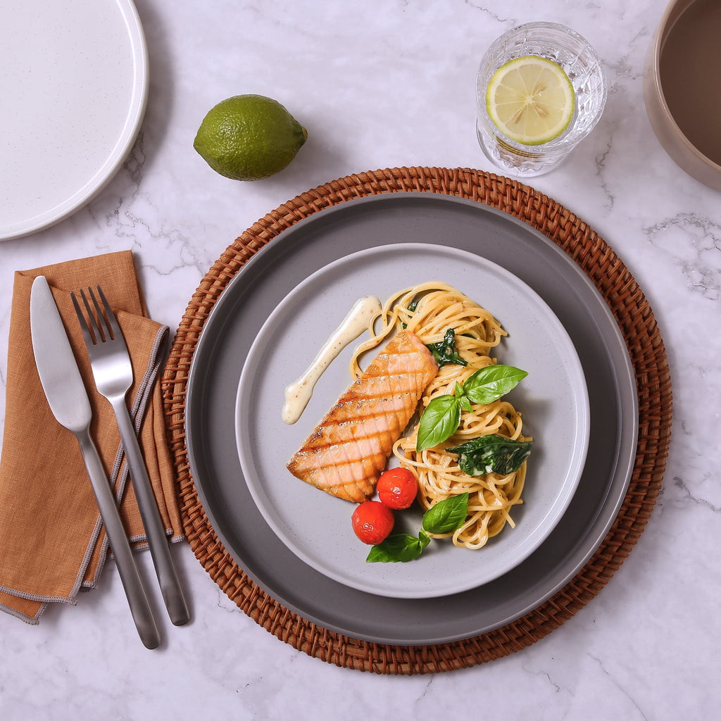 Famiware 12-Piece Stoneware Dinnerware Set with Plates & Bowls for 4, White