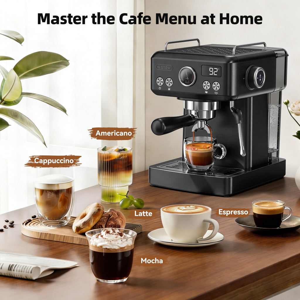 HiBREW 58mm Espresso Machine H10A, 20 Bar Coffee Maker with PID Temperature Control &Steam Wand, Stainless Steel Coffee Machine for Home Use