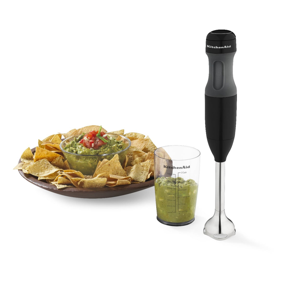 KitchenAid 2-Speed Corded Hand Blender, Onyx Black with Blending Jar and Lid, KHB1231OB