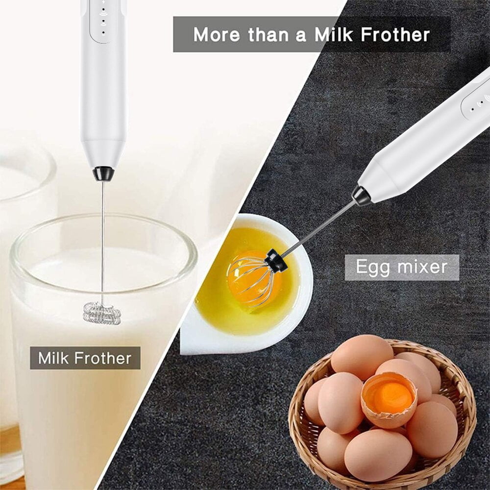 Milk Frother Wand Drink Mixer - Handheld Milk Frother Electric Whisk - Easy-Clean Stainless Steel Frother Wand & Mini Blender - Electric Coffee Frother for Milk Coffee Lattes