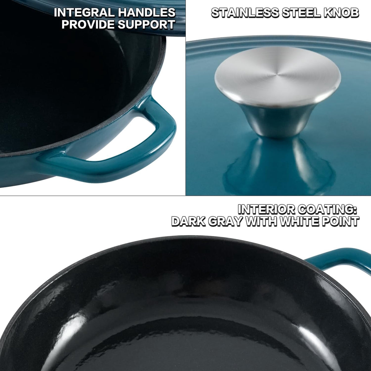 Flavehc Braiser Enameled Cast Iron Braiser 3 qt Braiser Pan with Lid Purple Shallow Cast Iron Casserole Braiser Pan with Handels