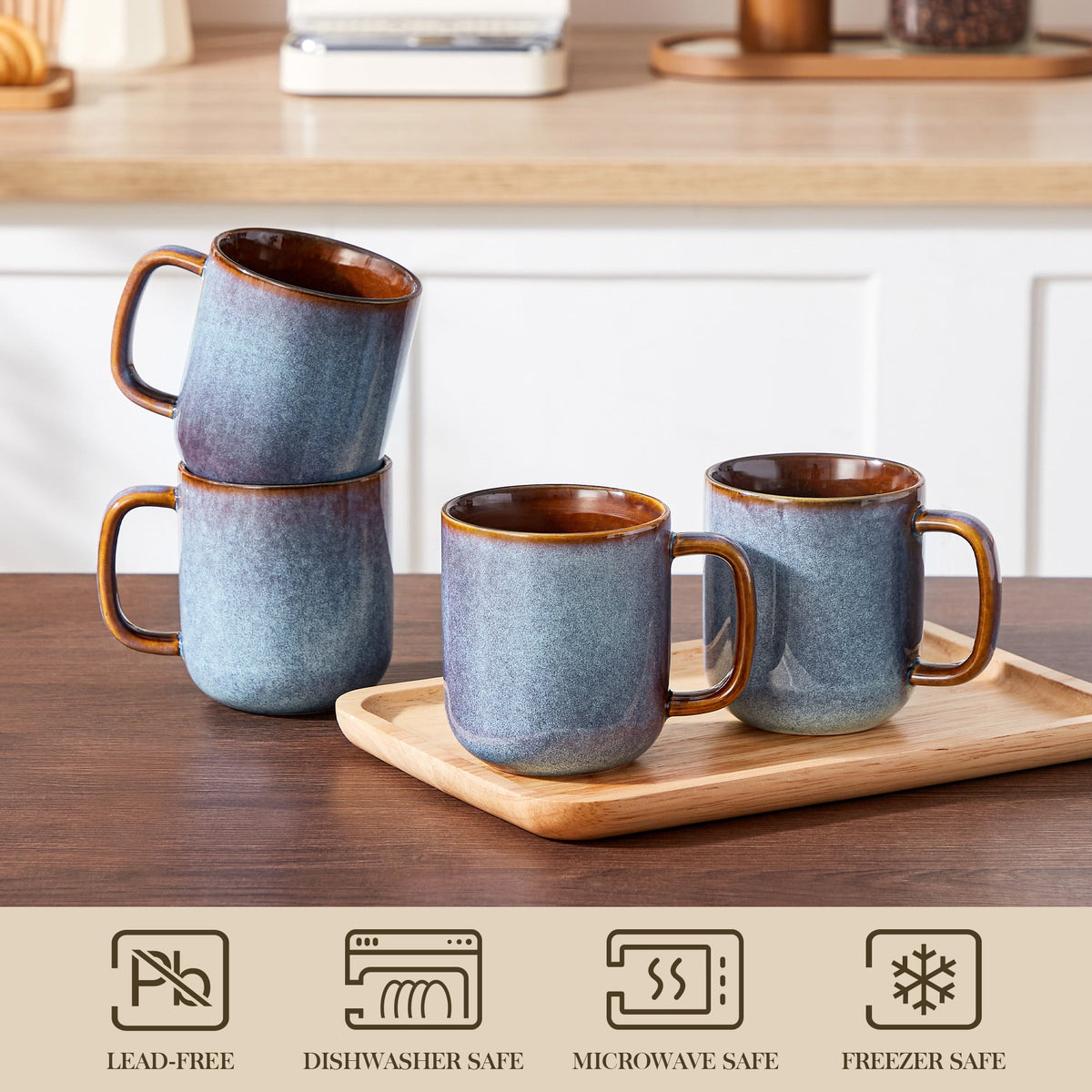 Malacasa Coffee Mugs Set of 4, 12oz Ceramic Coffee Cups Set, Tea Mugs for Latte, Cocoa and Milk, Coffee Mug With Handle, Gifts for Women Men