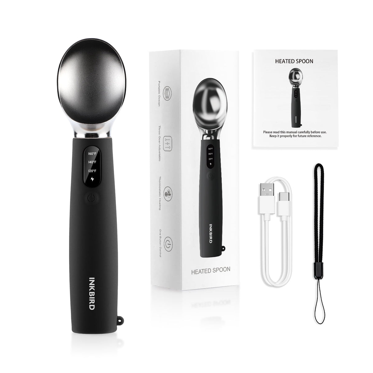 Heated Ice Cream Scoop Rapid Heating Food Grade Stainless Steel 3-Level Temperature Control Waterproof, Effortless Scooping for Seniors, Kids & Women