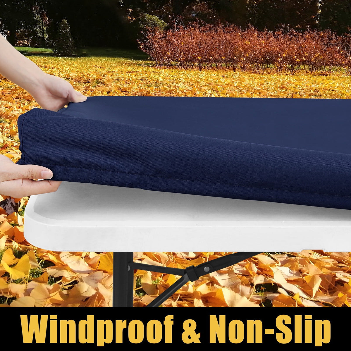 Smiry Rectangle Picnic Tablecloth, Waterproof Wipeable Table Cloth, Washable Elastic Table Cover for Outdoor and Indoor, 30"x72", Black