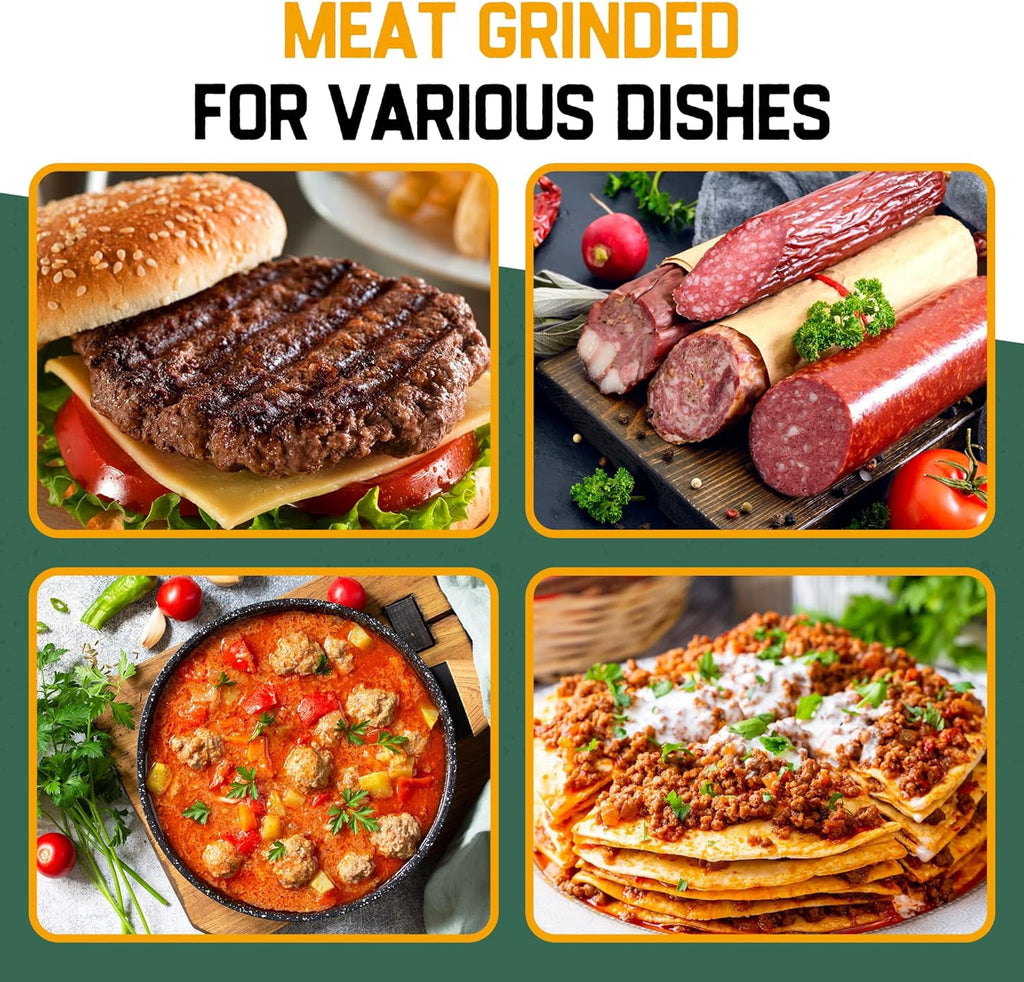 Valley Sportsman #8 Stainless Steel Meat Grinder, Powerful 575-Watt Motor Sausage Meat Grinder with Grinder Knife, Ideal for Regular Use, Sausage Making, Silver