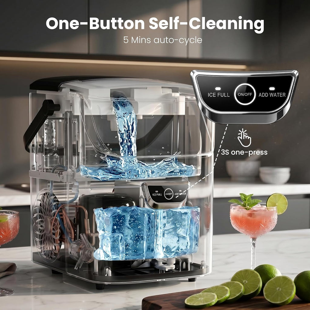 Havato Nugget Ice Maker, Countertop Ice Machine Chewable Crushed Ice | 35Lbs/24H, Self-Cleaning, Quiet & Compact ,Black