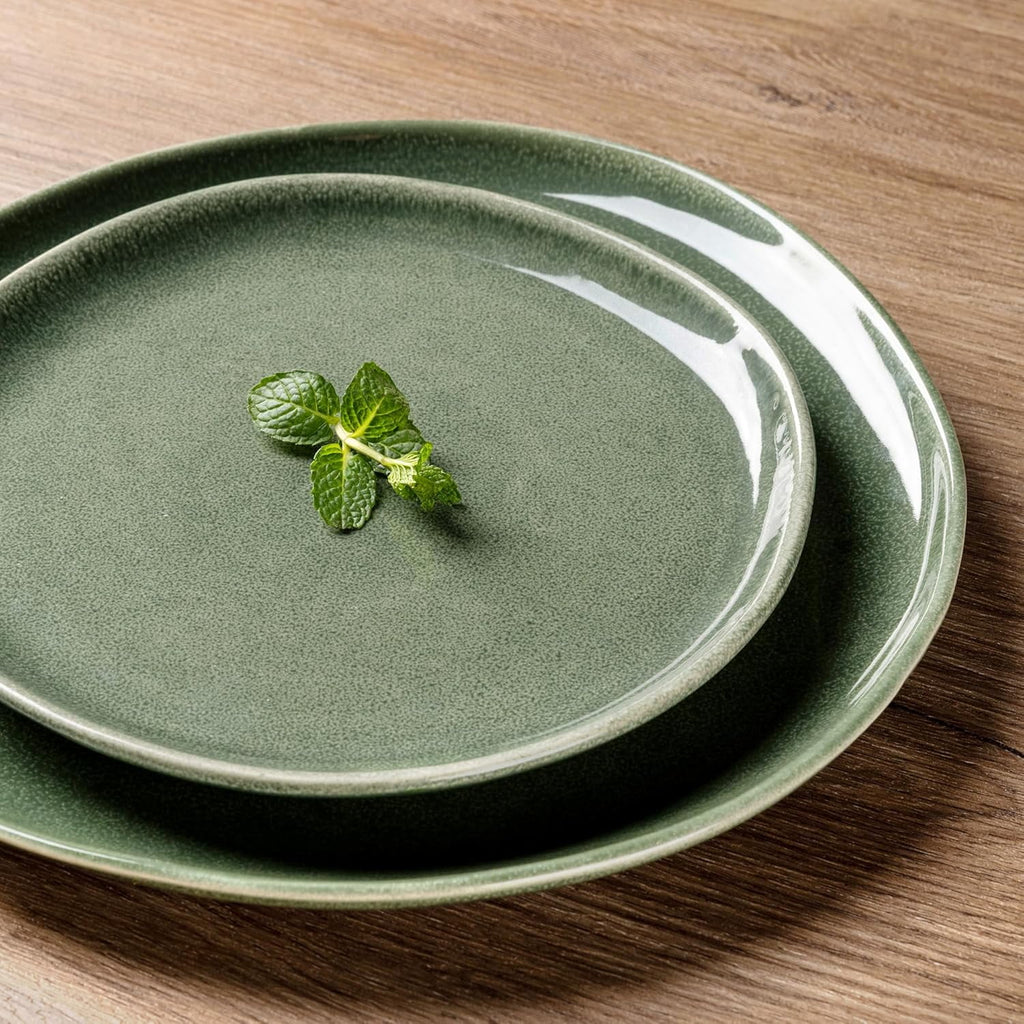 AmorArc Ceramic Dinner Plates Set of 6,10.5 Inch Handmade Reactive Glaze Stoneware Plates,Large Rustic Shape Dinnerware Dish Set for Kitchen, Microwave & Dishwasher Safe,Scratch Resistant-Pearl White