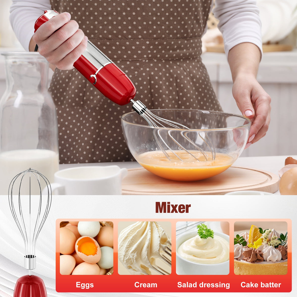 Immersion Blender, 1100W Immersion Blender Handheld with 21 Speeds & Turbo Boost – 3-in-1 Hand Blender for Purees, Baby Food, Milkshakes, Soups & Smoothies