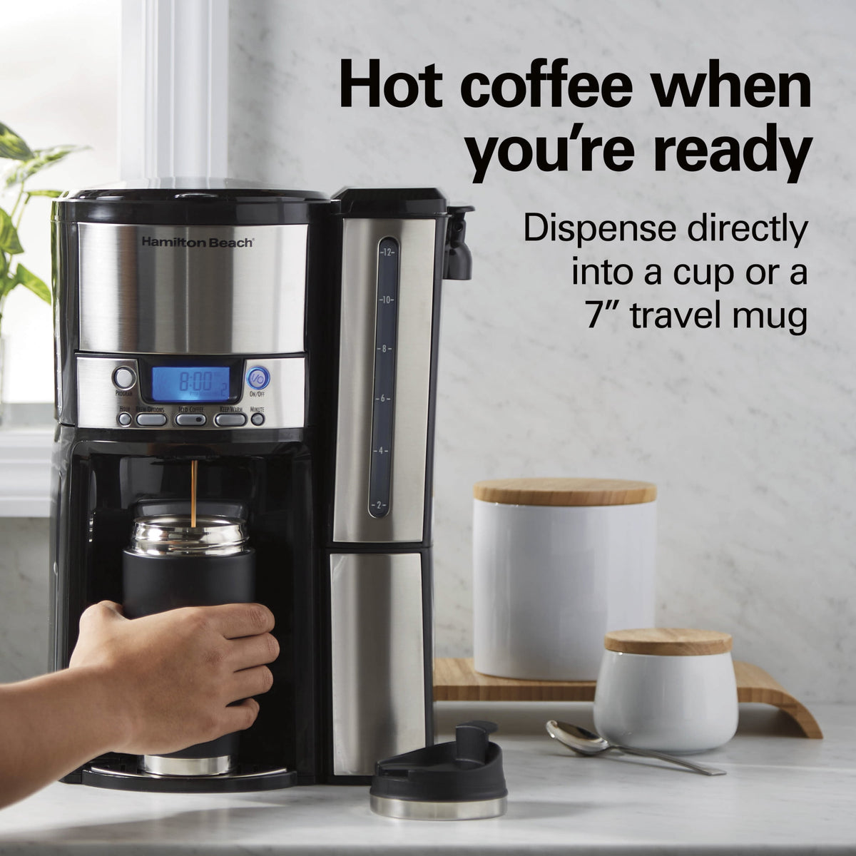Hamilton Beach 12-Cup Programmable Drip Coffee Maker Machine, Dispensing Coffee Pot, Cafetera, Black