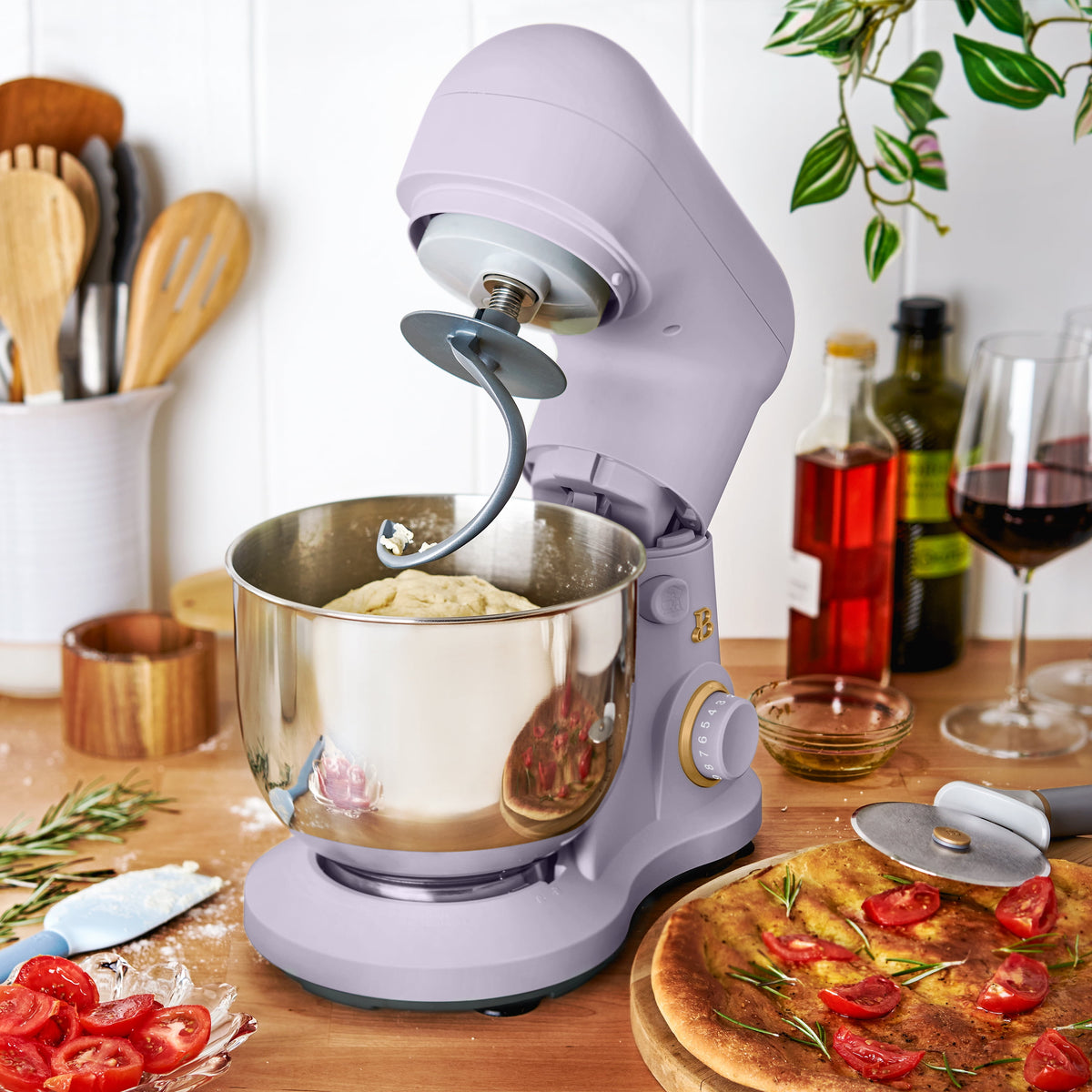 Beautiful 3.5 Qt Stand Mixer with Flat Beater, Dough Hook, Balloon Whisk, Chocolate by Drew Barrymore