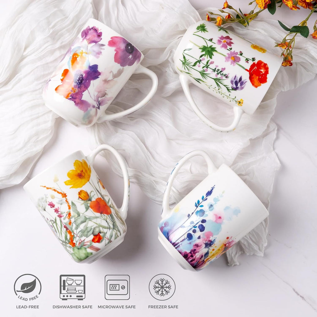 AmorArc Porcelain Tea Mug with Infuser and Lids, 18 Oz Cup Strainer Bag Holder for Loose Leaf Tea, Steeping Coffee Well-wrapped Box House-warming Wedding Birthday Gift, YelloRed