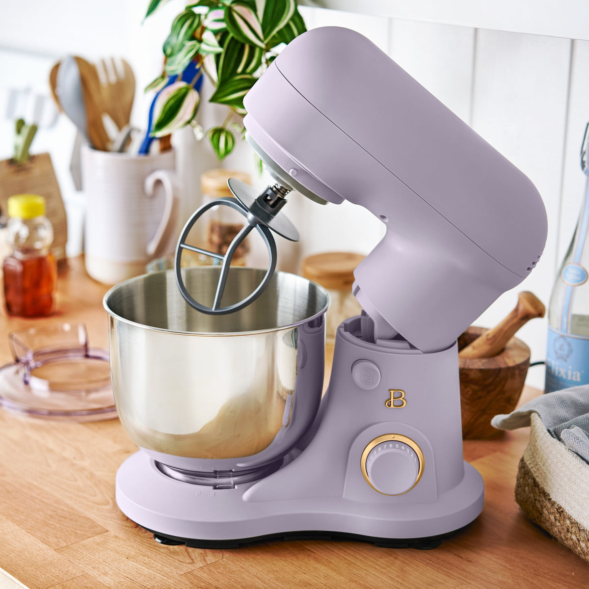 Beautiful 3.5 Qt Stand Mixer with Flat Beater, Dough Hook, Balloon Whisk, Chocolate by Drew Barrymore