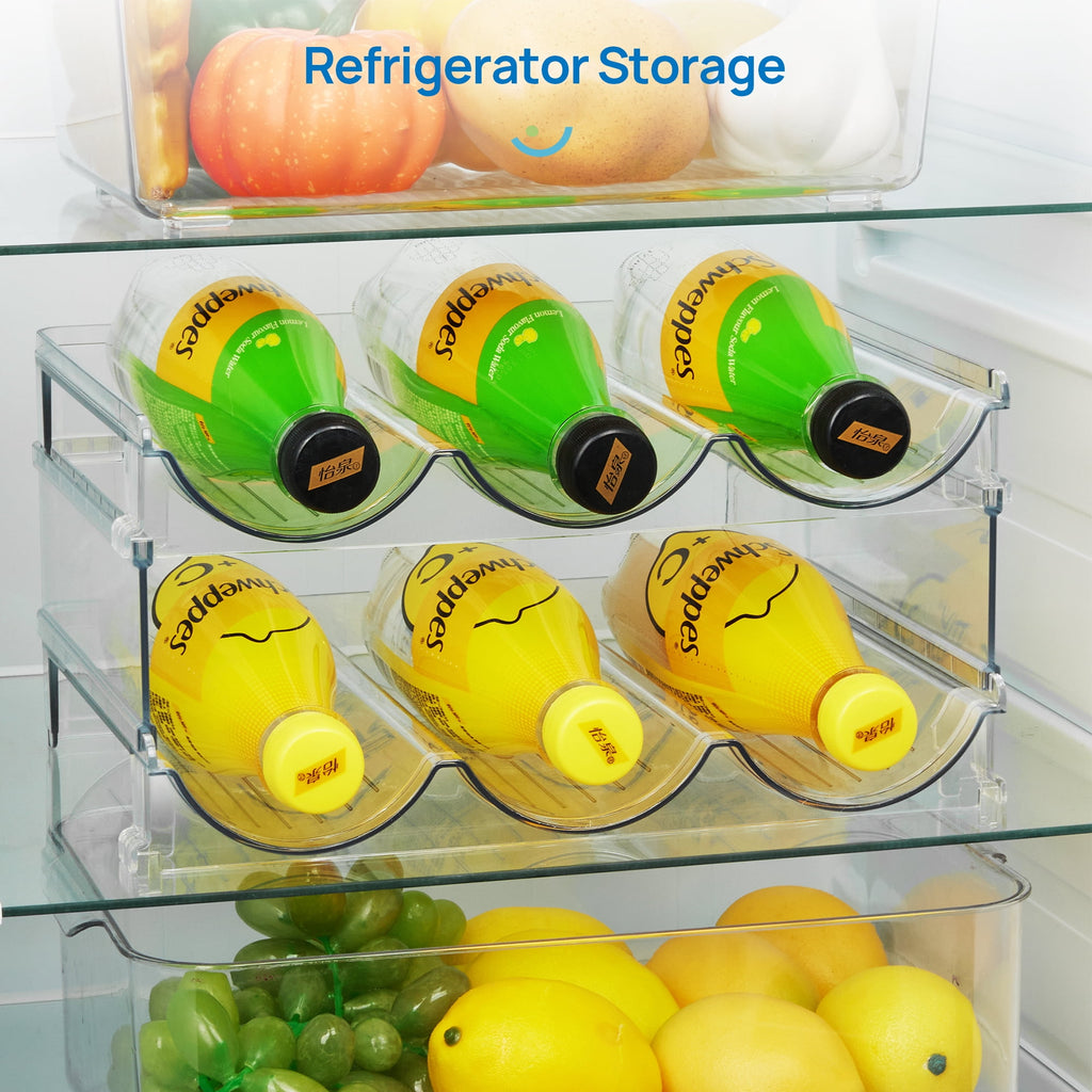 Sindcom Set of 10 Fridge Organizer, Refrigerator Organizing Bins with Handles, BPA-Free Clear Plastic Fridge Storage Containers