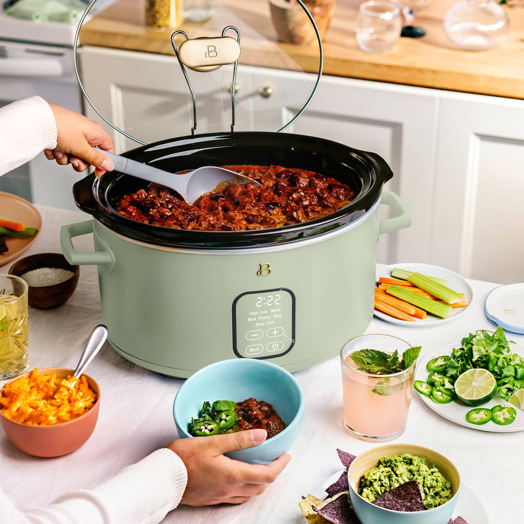 Beautiful 6 Qt Programmable Slow Cooker, Thyme Green by Drew Barrymore