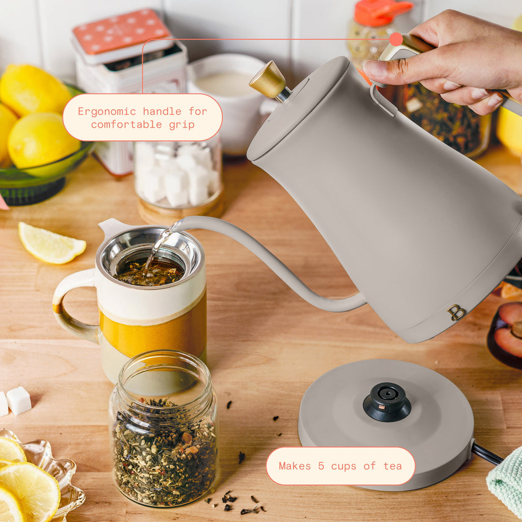 Beautiful 1-Liter Electric Gooseneck Kettle 1200 W, Chocolate by Drew Barrymore