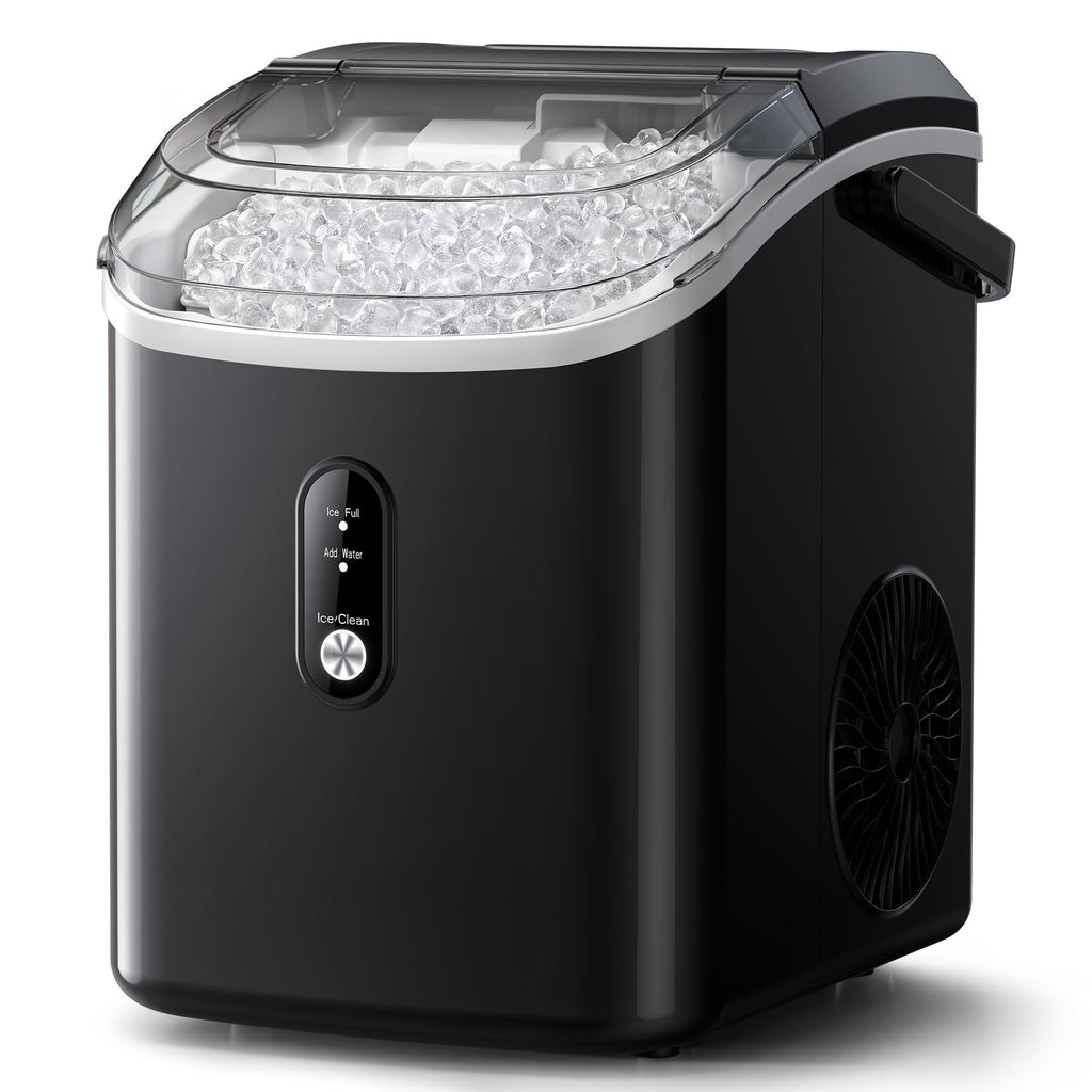 Simzlife 35lbs/24H Nugget Ice Maker Countertop,Portable Pebble Crushed Soft Chewable Ice Maker Machine with Self-Cleaning, Black
