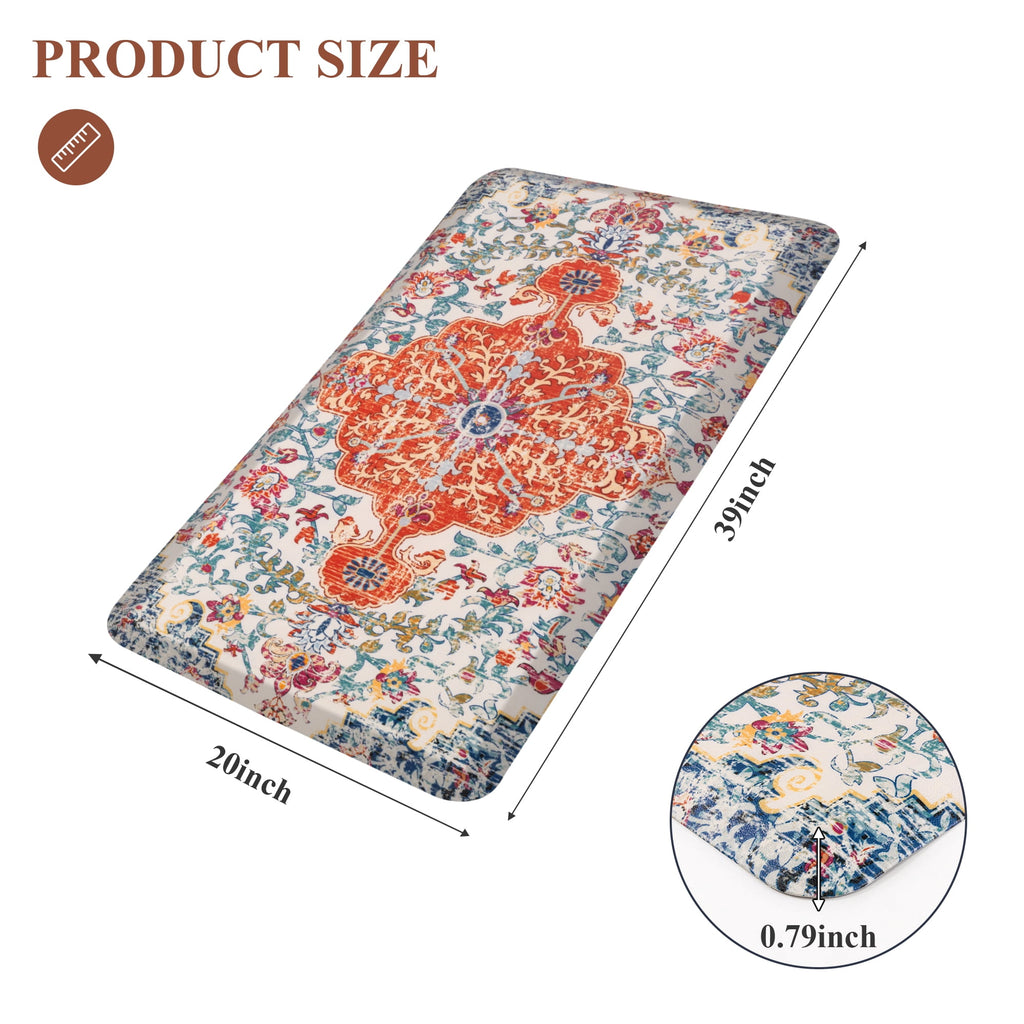 MeyJey 4/5 Inch Thick Anti Fatigue Kitchen Rug 20”x39”, Non Slip Waterproof Floor Mats for Kitchen Sink Laundry Office, Black/Gray