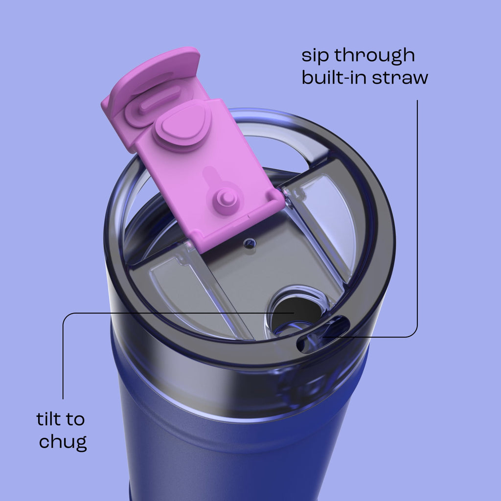 Bubba 24oz DualSip Insulated Stainless Steel Water Bottle with Straw & Sip Lid, Ocean Energy Blue/Purple